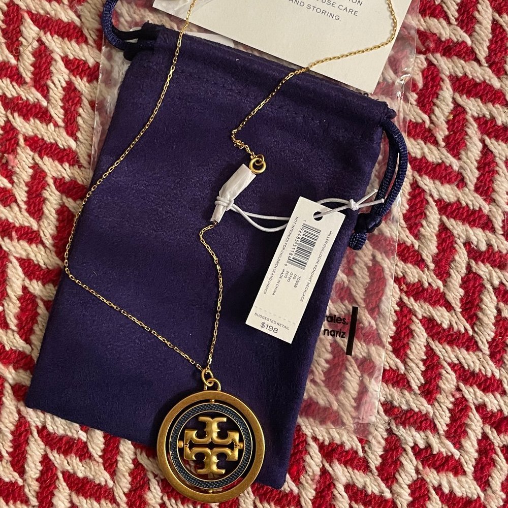 NWT~TORY BURCH~$200 Miller Guillouche Rotating Pendant Necklace